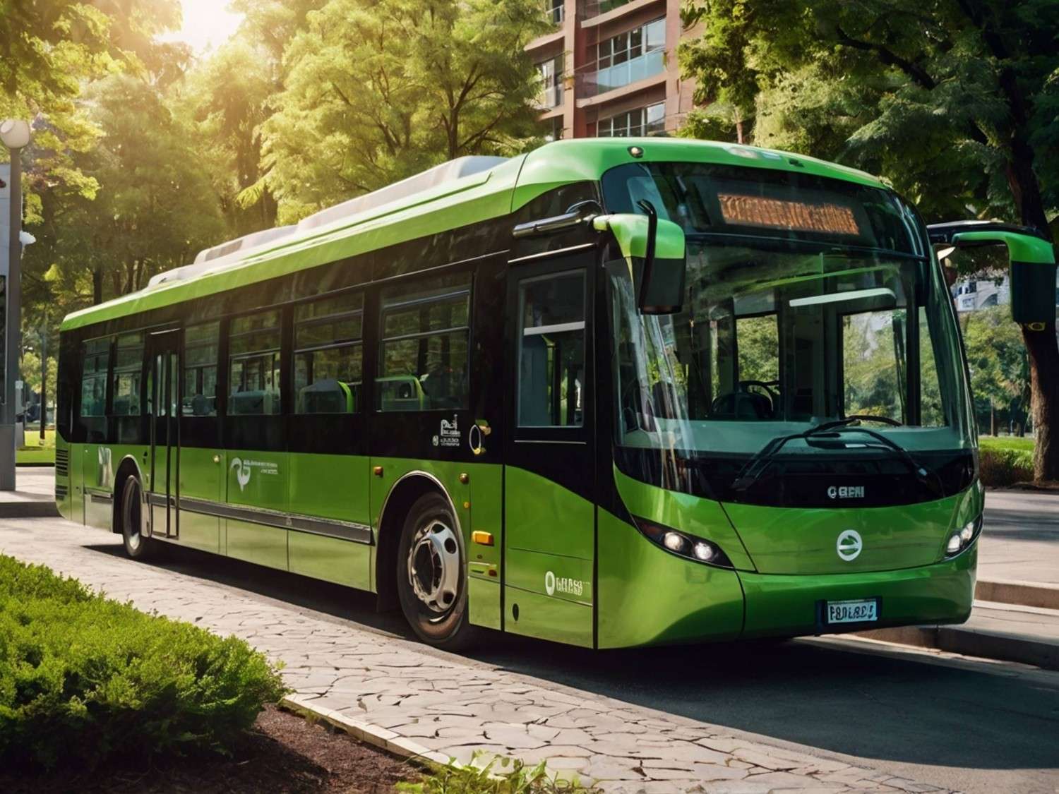 Green Bus In Kazakhstan